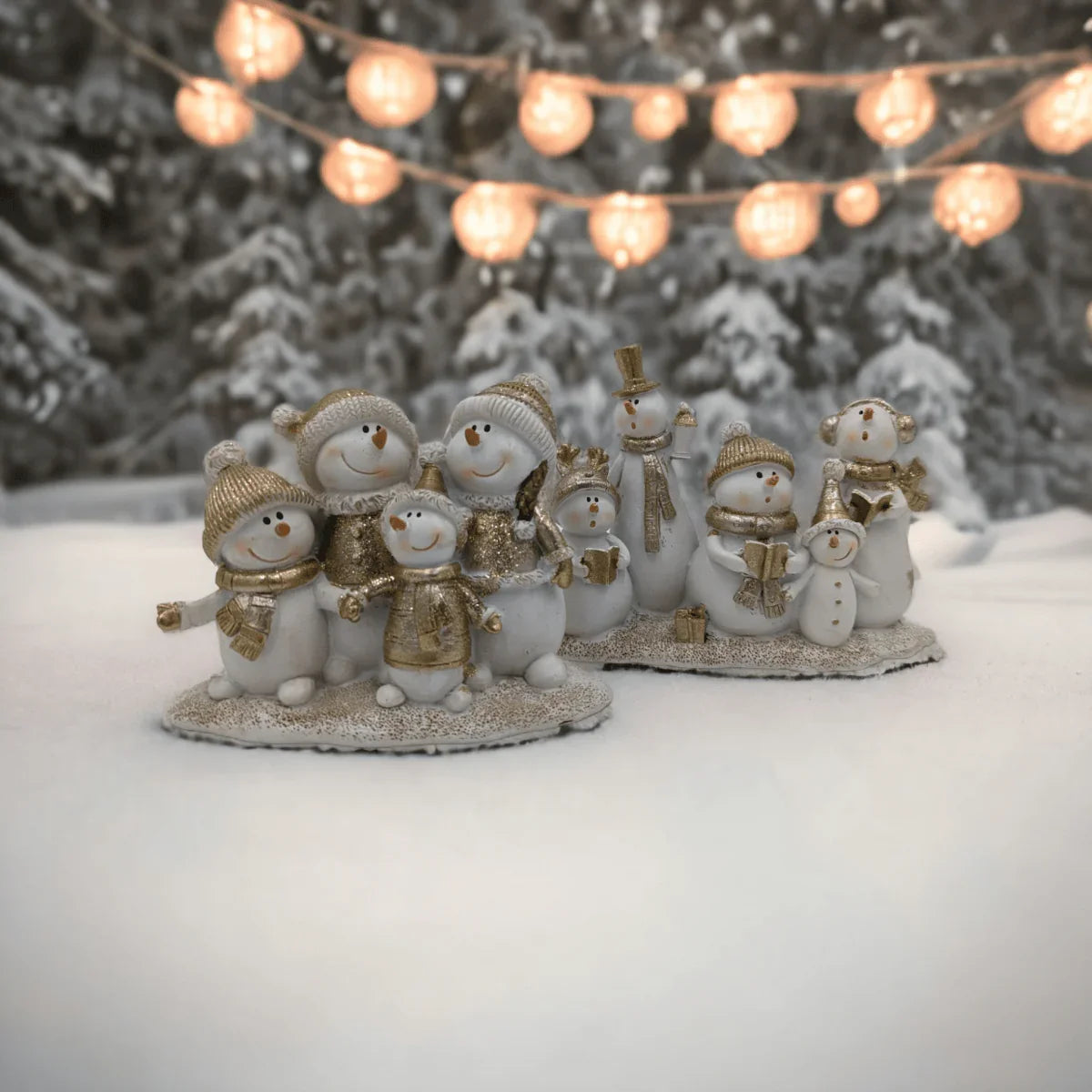 Gold Snowman Family with Baby - Exquisite Homewares