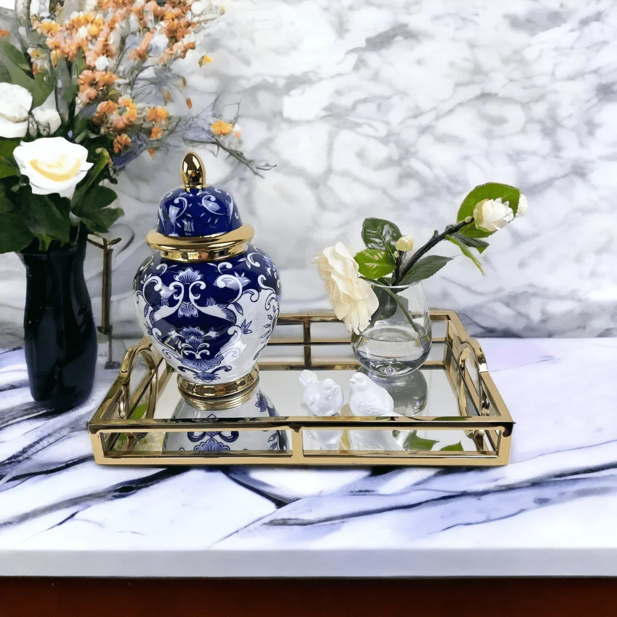Golden Arch Mirror Tray - Exquisite Homewares