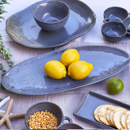 Grey-Blue Large Oval Platter - Exquisite Homewares