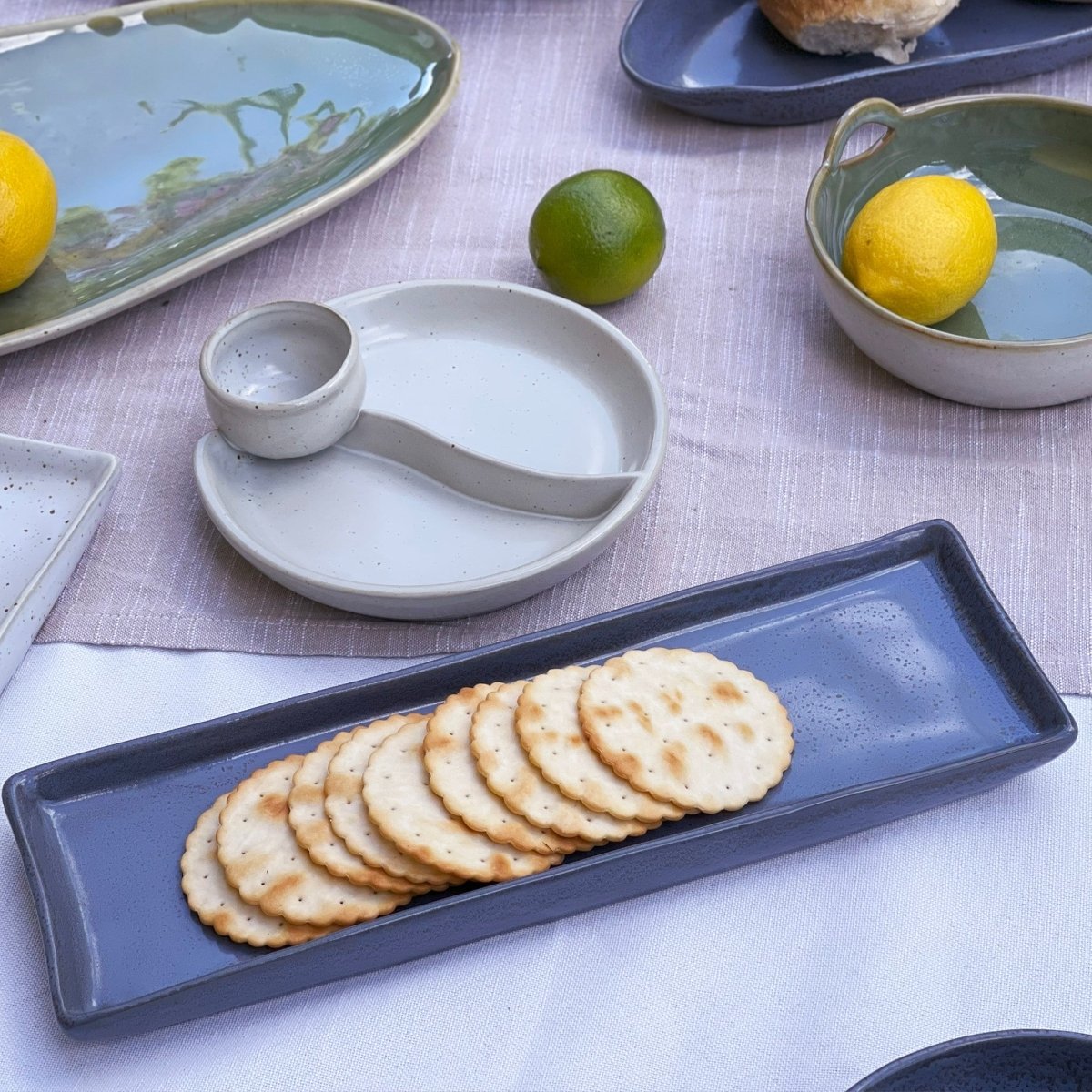 Grey - Blue Rectangle Platter - Exquisite Homewares