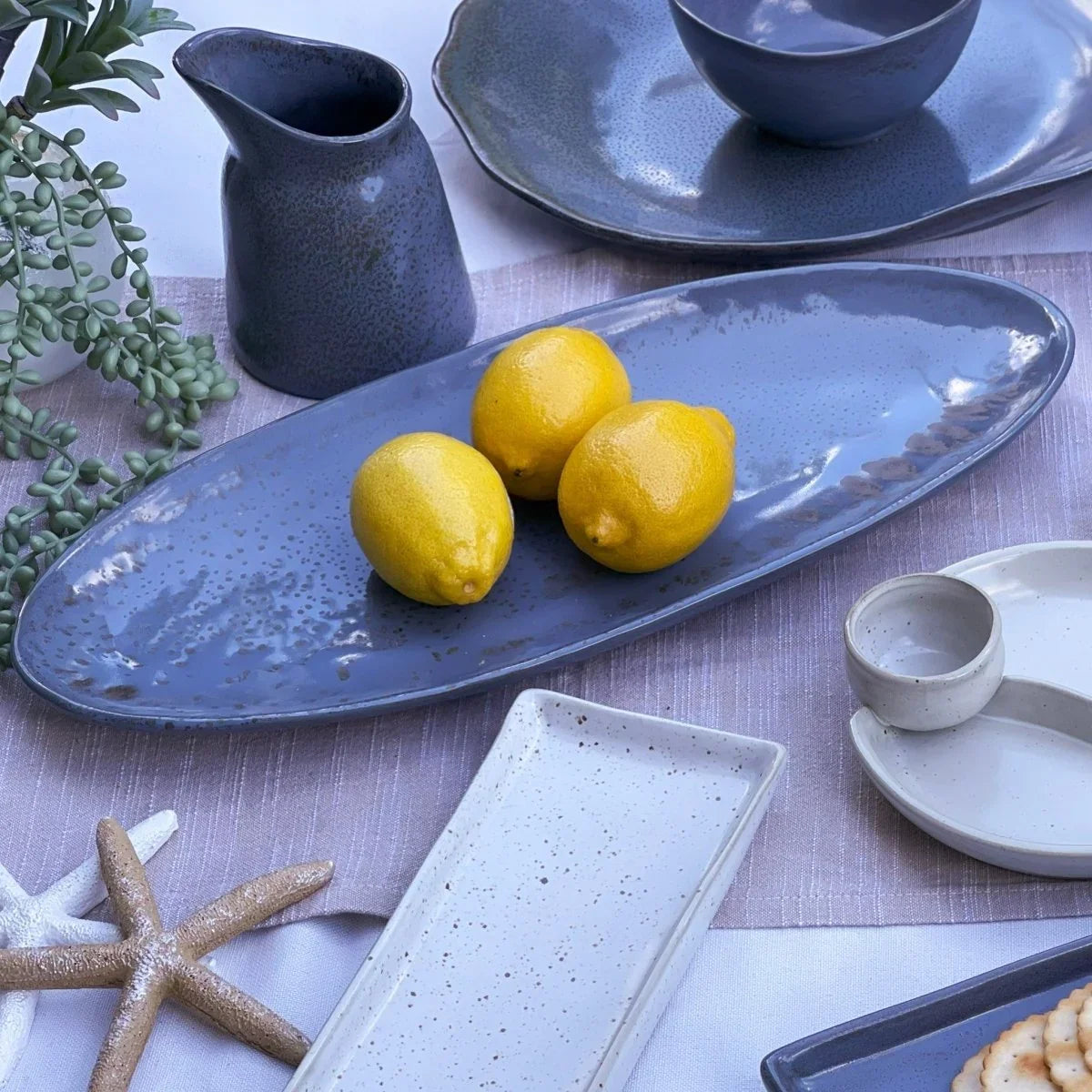 Grey-Blue Rectangle Platter - Exquisite Homewares