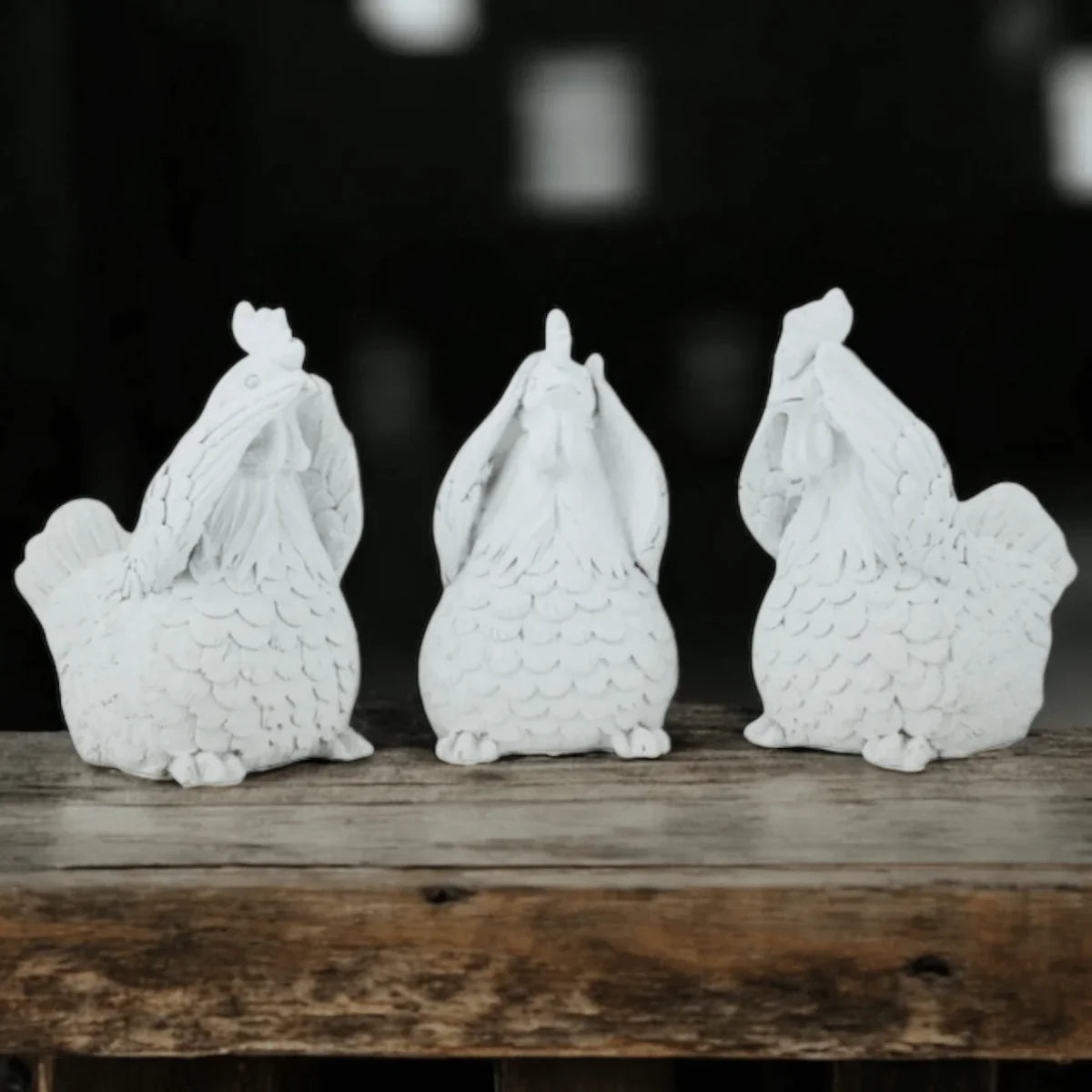 Hear, See, Say No Evil White Hens - Exquisite Homewares