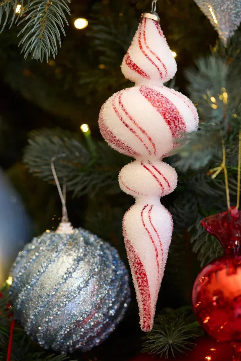 Light Blue Glittered Swirl Bauble - Exquisite Homewares