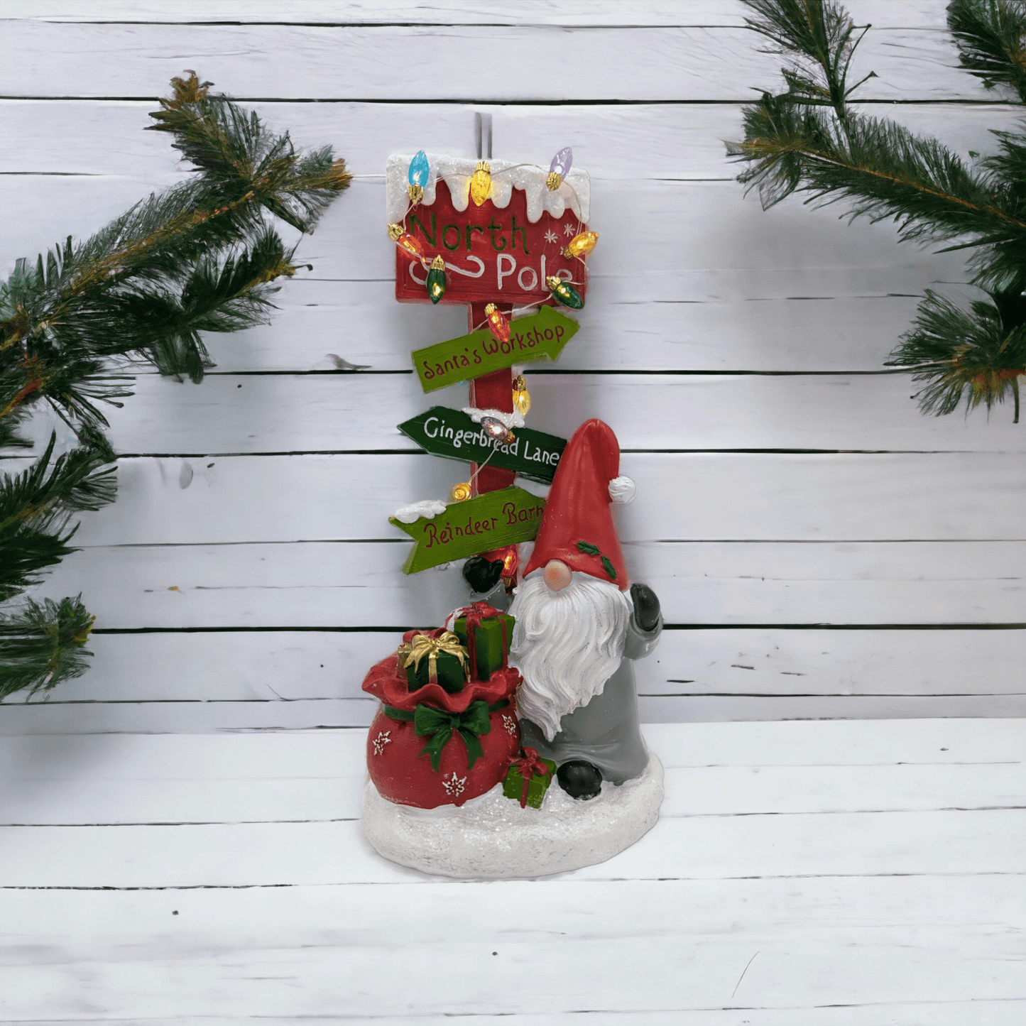 Light - Up Gnome North Pole Sign - Exquisite Homewares