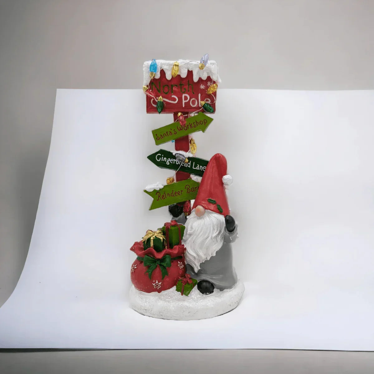Light-Up Gnome North Pole Sign - Exquisite Homewares