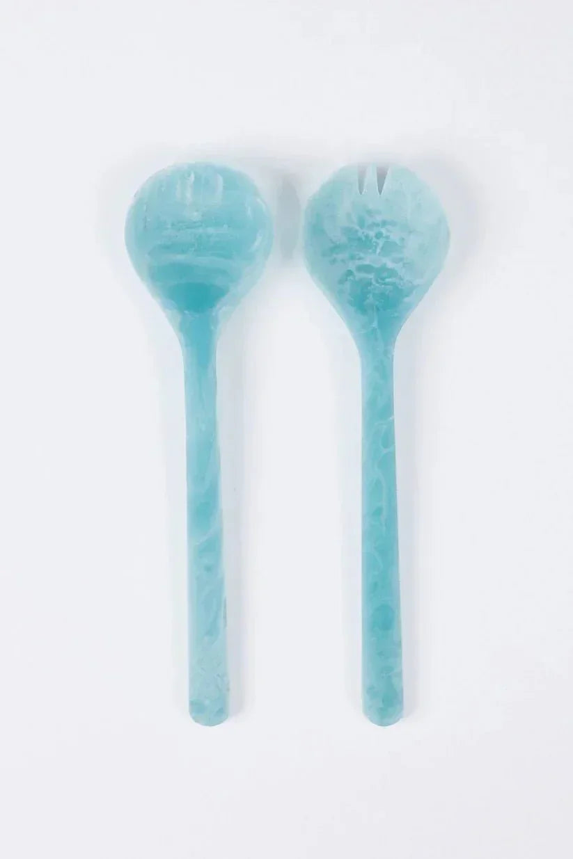 Lorne Salad Servers Blue - Exquisite Homewares
