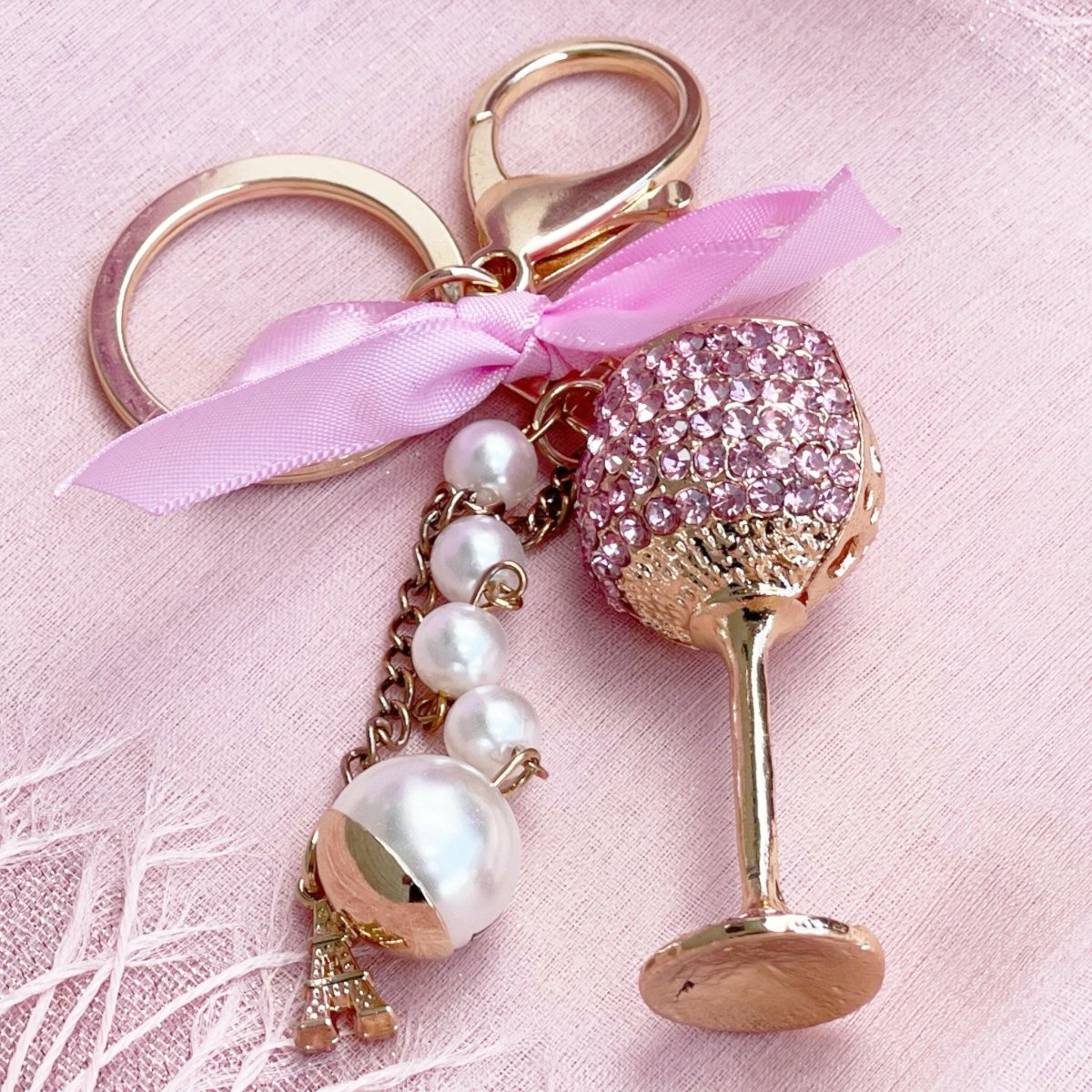 Luxury Charm Key Ring - Glass Pink - Exquisite Homewares