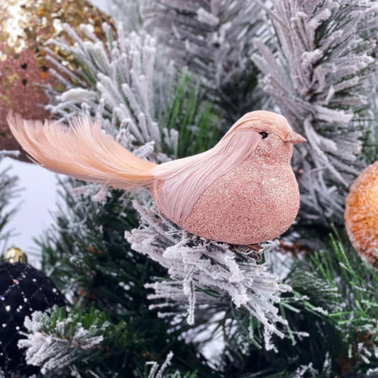 Pale Pink/Peach Curl Clip Bird - Exquisite Homewares