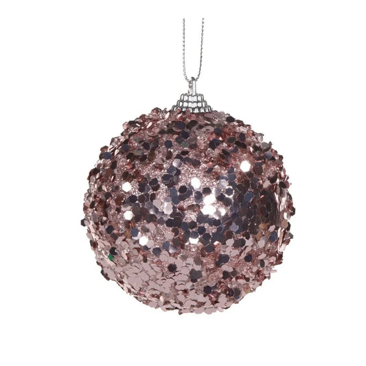 Pink Glitter Flake Bauble - Exquisite Homewares