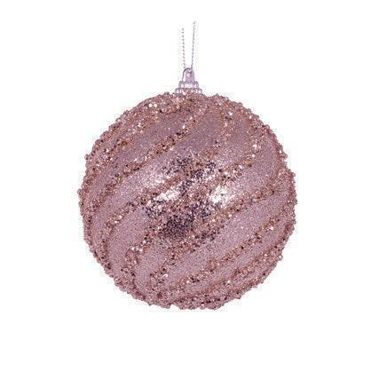 Pink Glittered Swirl Bauble - Exquisite Homewares
