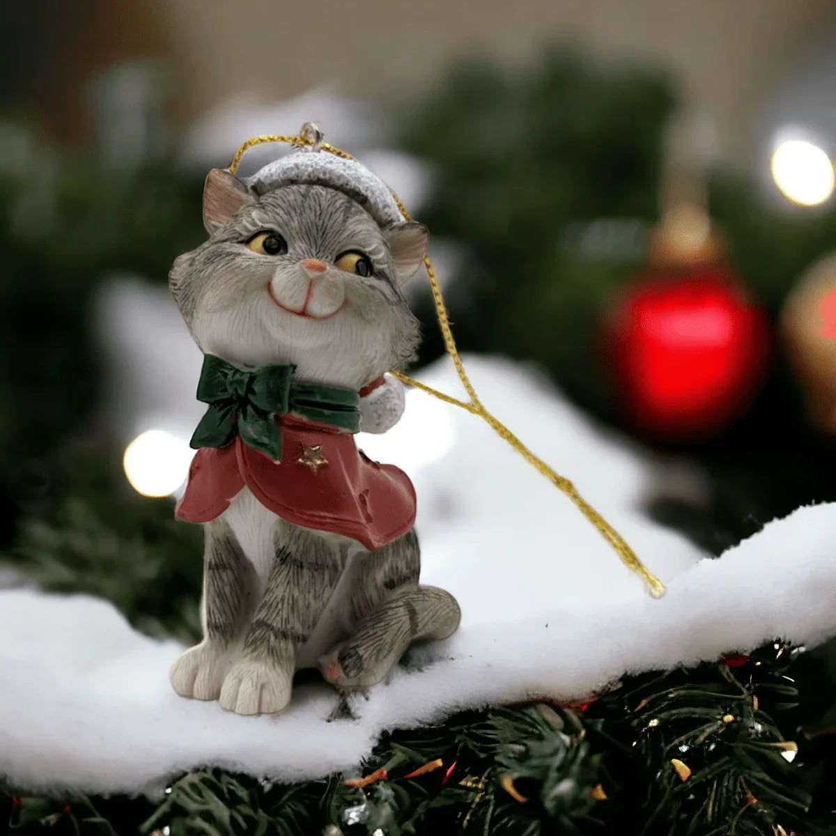 Red or Green Hanging Cat Tree Decoration - Exquisite Homewares