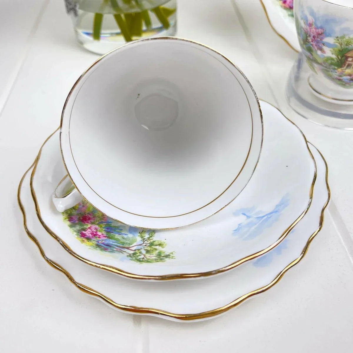 Royal Vale Vintage Country Cottage Trios x 2 - Exquisite Homewares