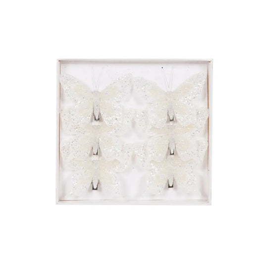 Set/6 Mini White Butterfly Clips - Exquisite Homewares