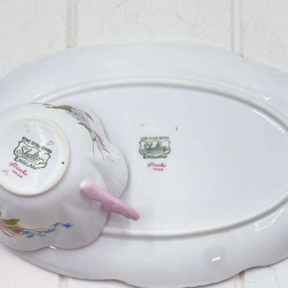 Shelley Dainty Stocks Tennis Plate & Cup - Exquisite Homewares