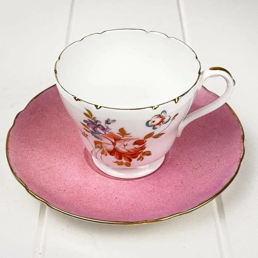 Shelley Un-Named Teacup Duo - Vintage Fine Bone China - Exquisite Homewares