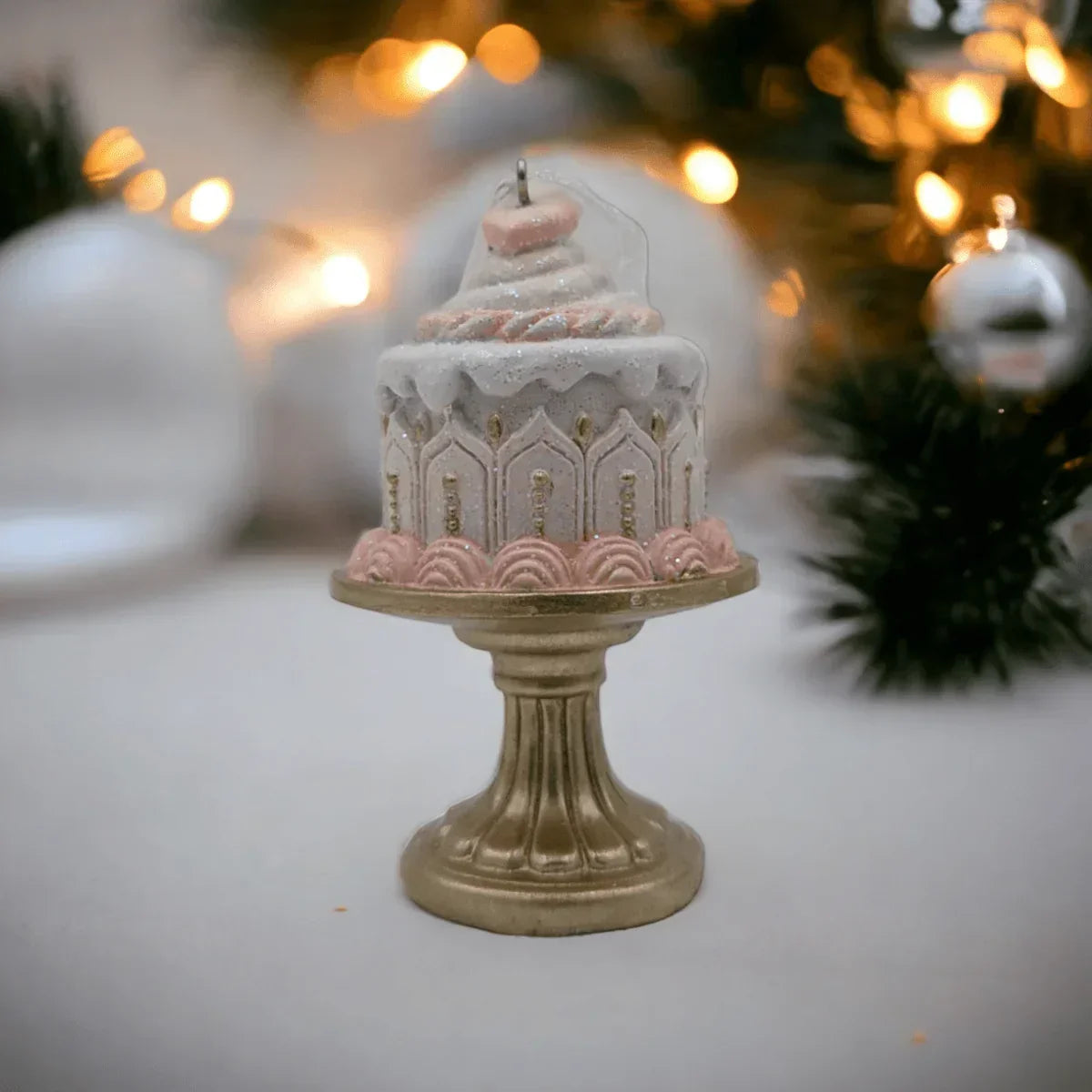 Two Tier Cake on Gold Stand - Exquisite Homewares