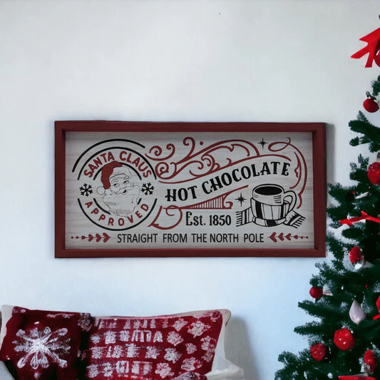 Wooden Santa Hot Chocolate Sign - Exquisite Homewares