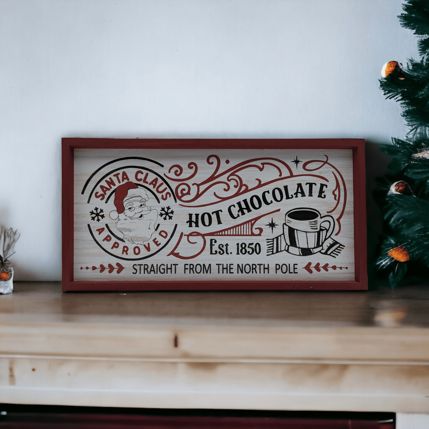 Wooden Santa Hot Chocolate Sign - Exquisite Homewares