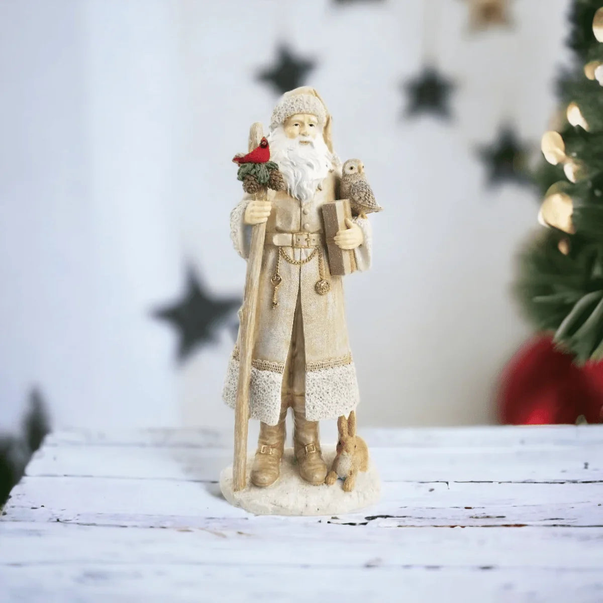 Woodland Santa Standing Decoration White - Exquisite Homewares