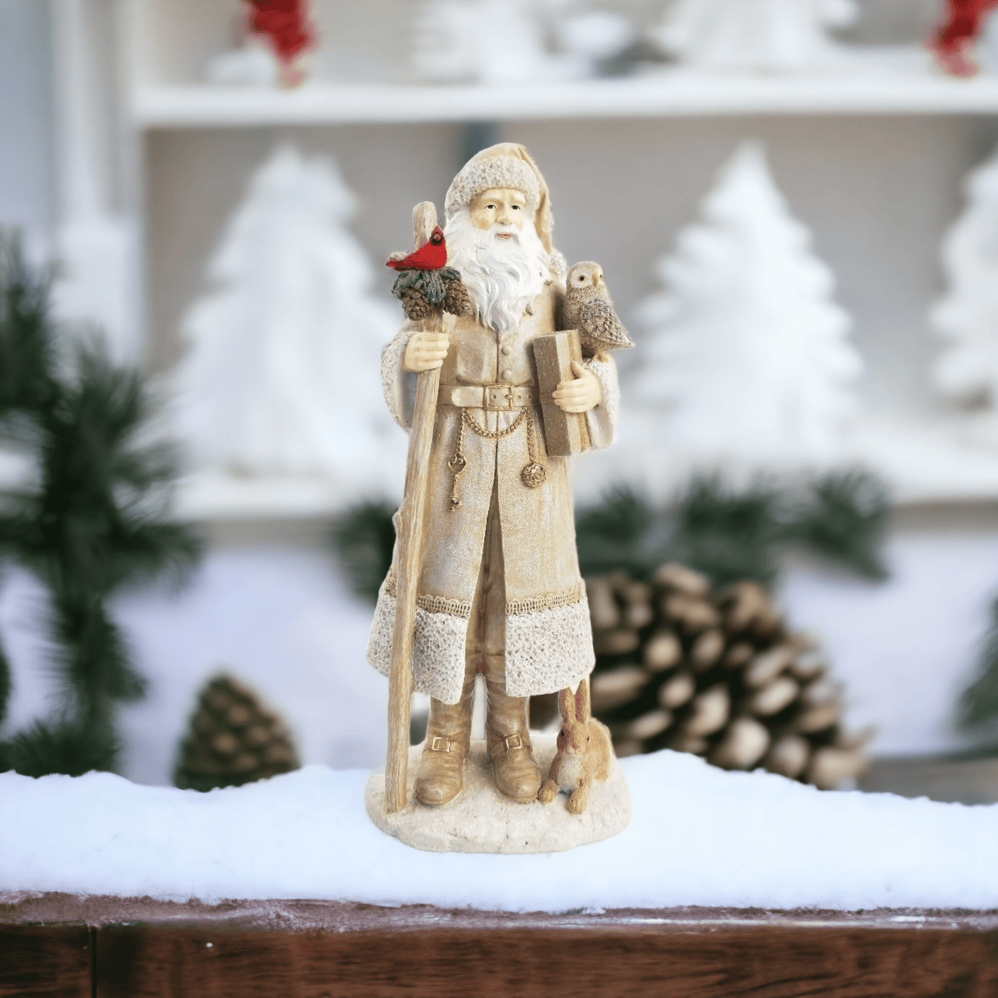 Woodland Santa Standing Decoration White - Exquisite Homewares
