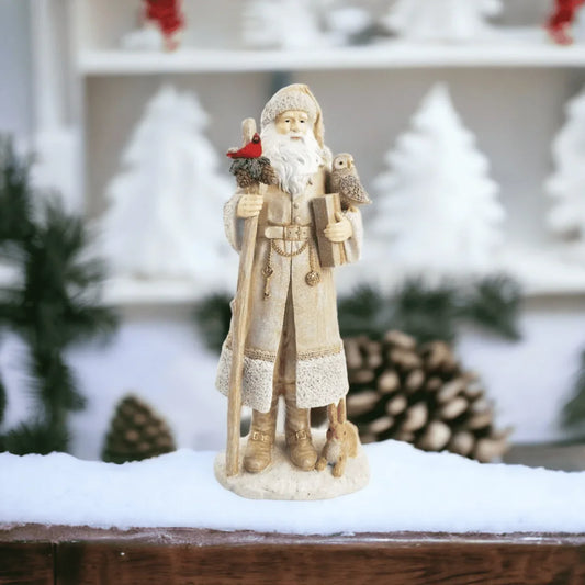 Woodland Santa Standing Decoration White - Exquisite Homewares
