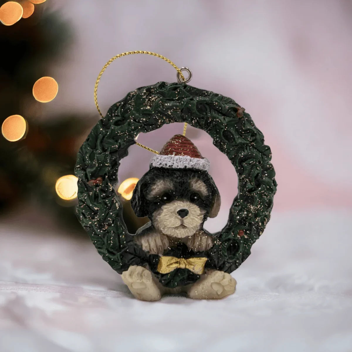 Wreaths with Dogs Hanging Christmas Ornaments - Exquisite Homewares