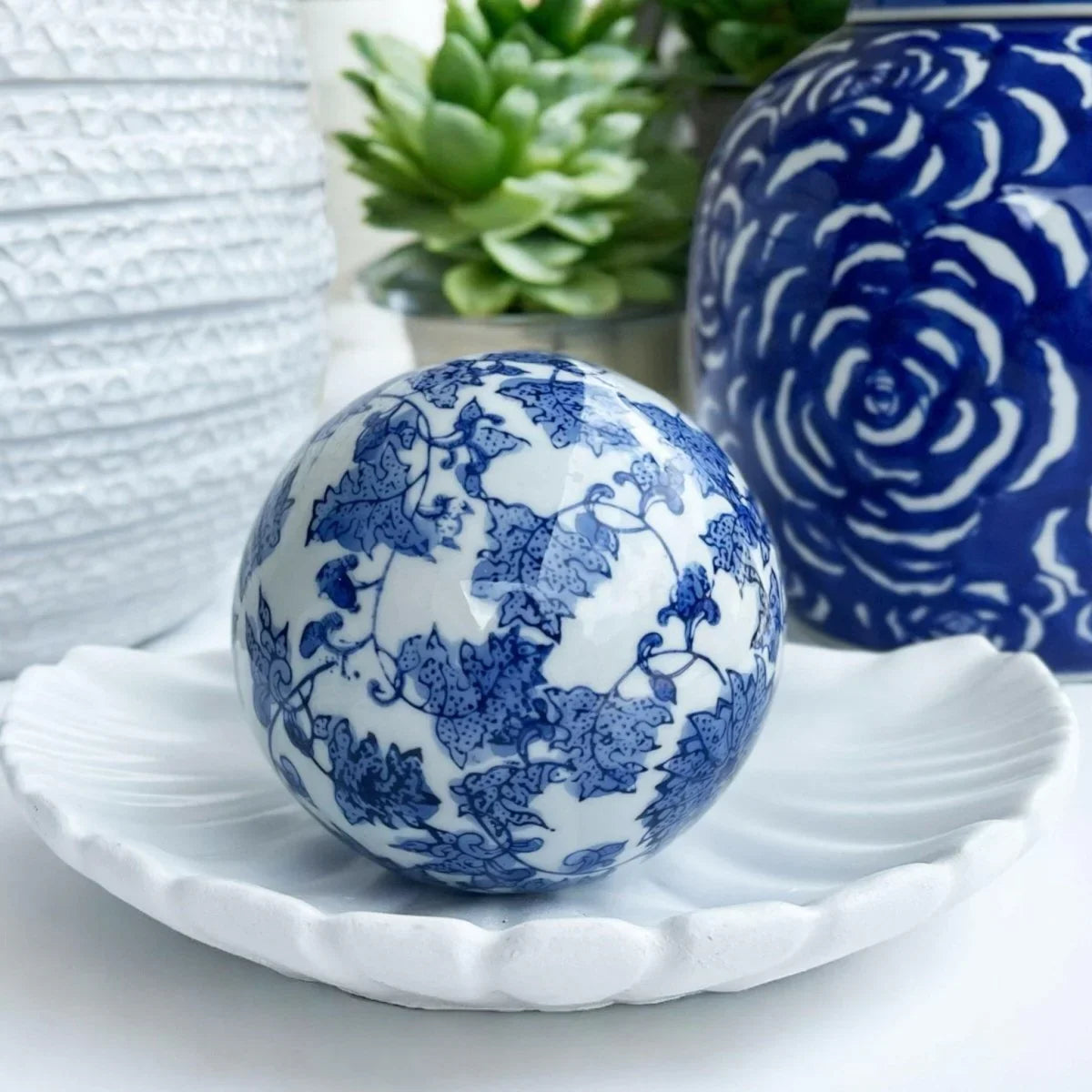 10cm Blue & White Deco Balls - Exquisite Homewares 