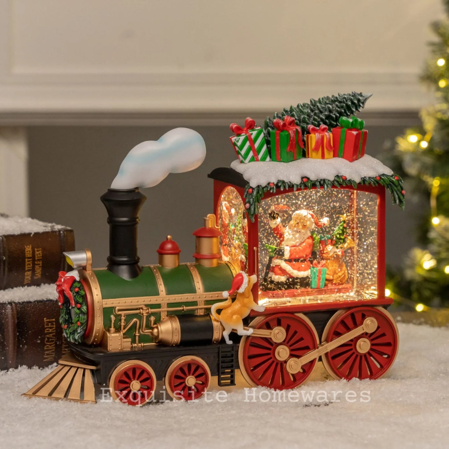 Musical Retro Festive Train lighted Snow Globe with Santa - 31x9.5x23.6cm