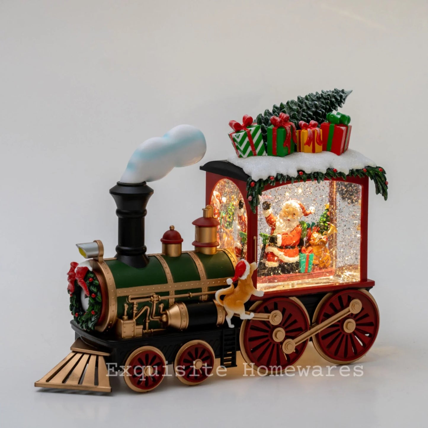 Musical Retro Festive Train lighted Snow Globe with Santa - 31x9.5x23.6cm