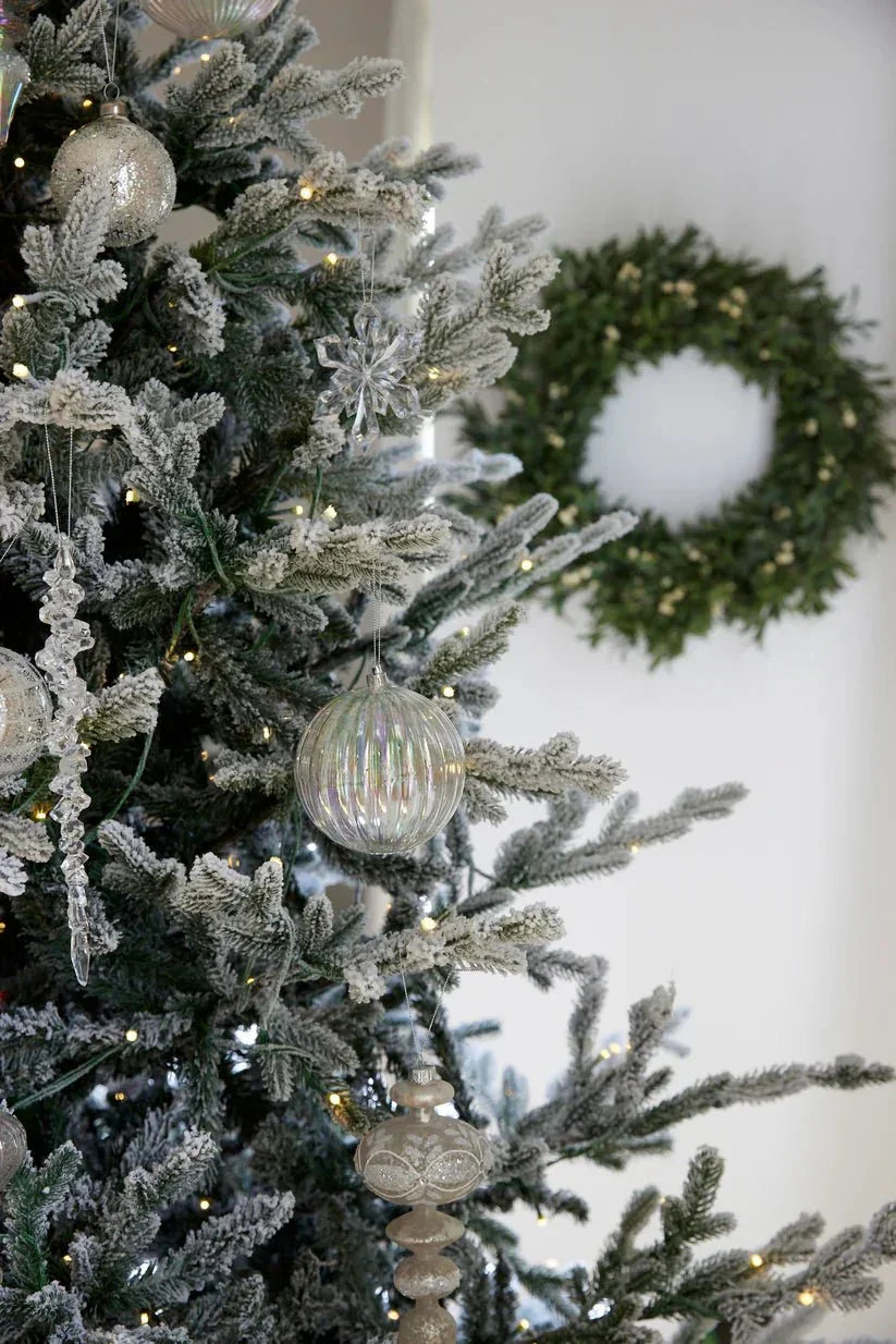 12Cm Ribbed Iridescent Bauble - Exquisite Homewares 