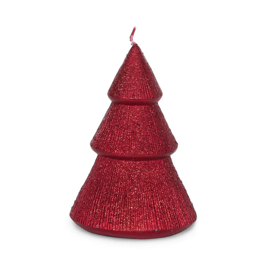 13.5cm Red Ribbed Tree Candle