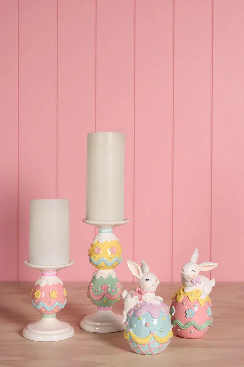 22cm Pastel Piped Double Egg Candle Holder - Exquisite Homewares 