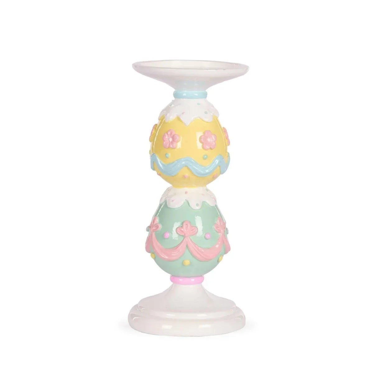 22cm Pastel Piped Double Egg Candle Holder - Exquisite Homewares 