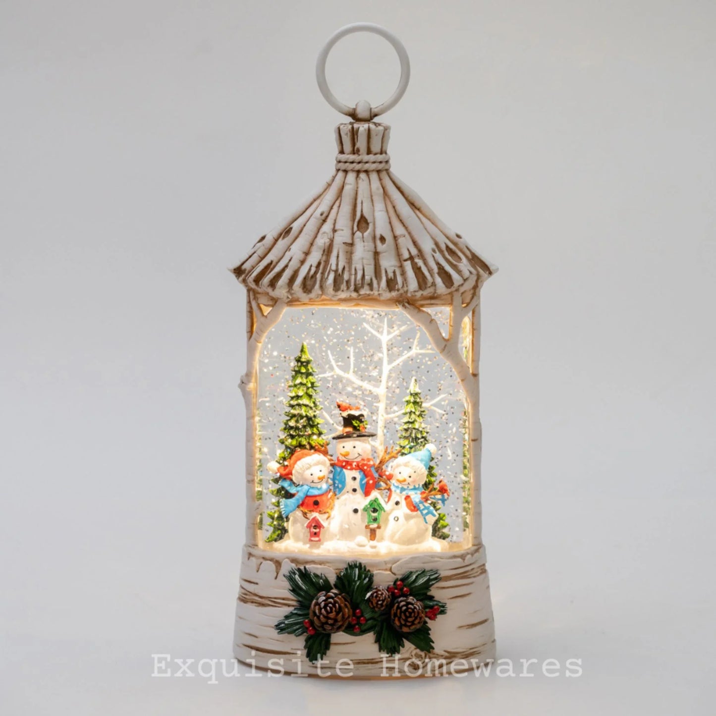 Musical Retro Straw Hut Snow Globe with Snowman - 13.5x8x25.5cm