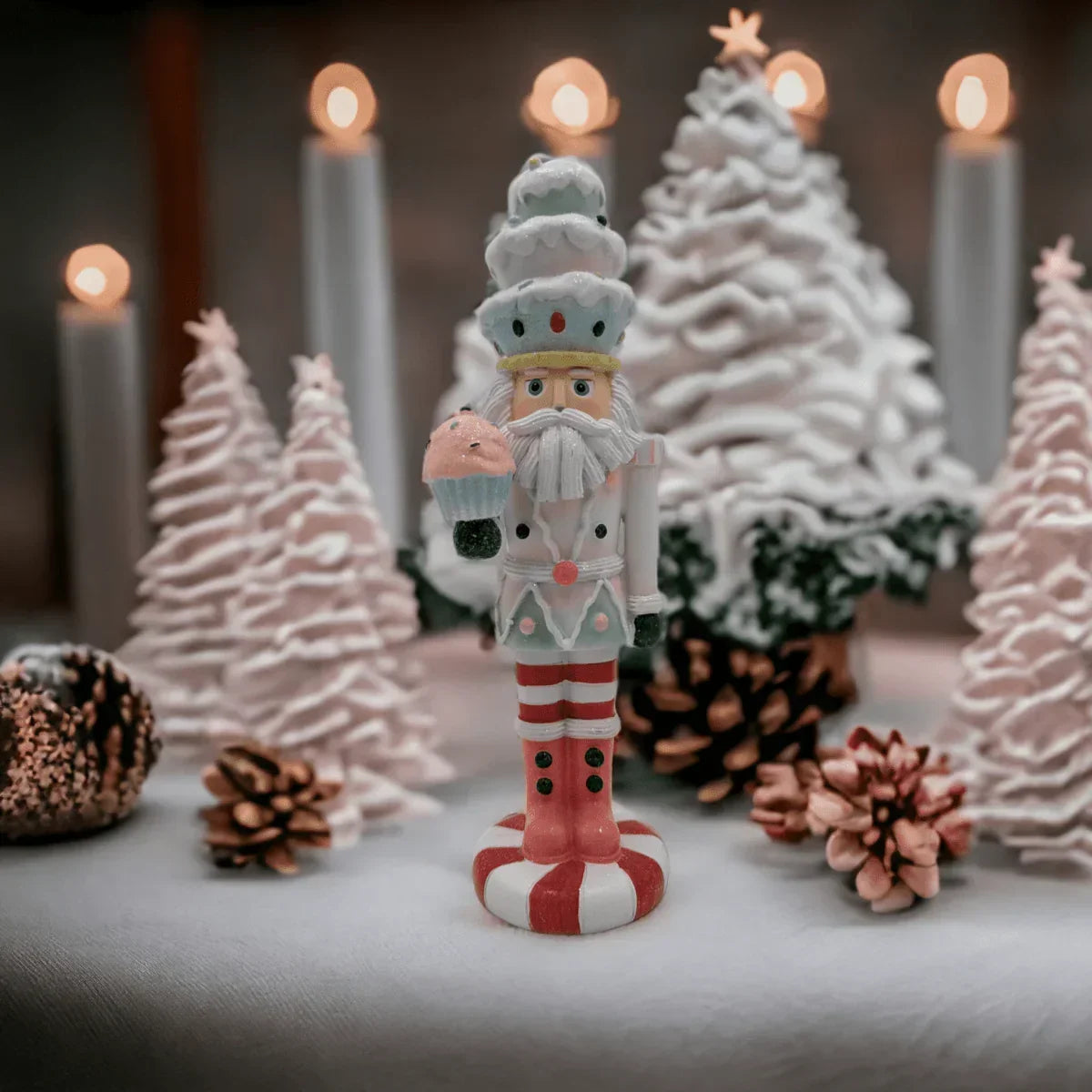 30cm Candy Nutcrackers Holding Cupcake - Exquisite Homewares 