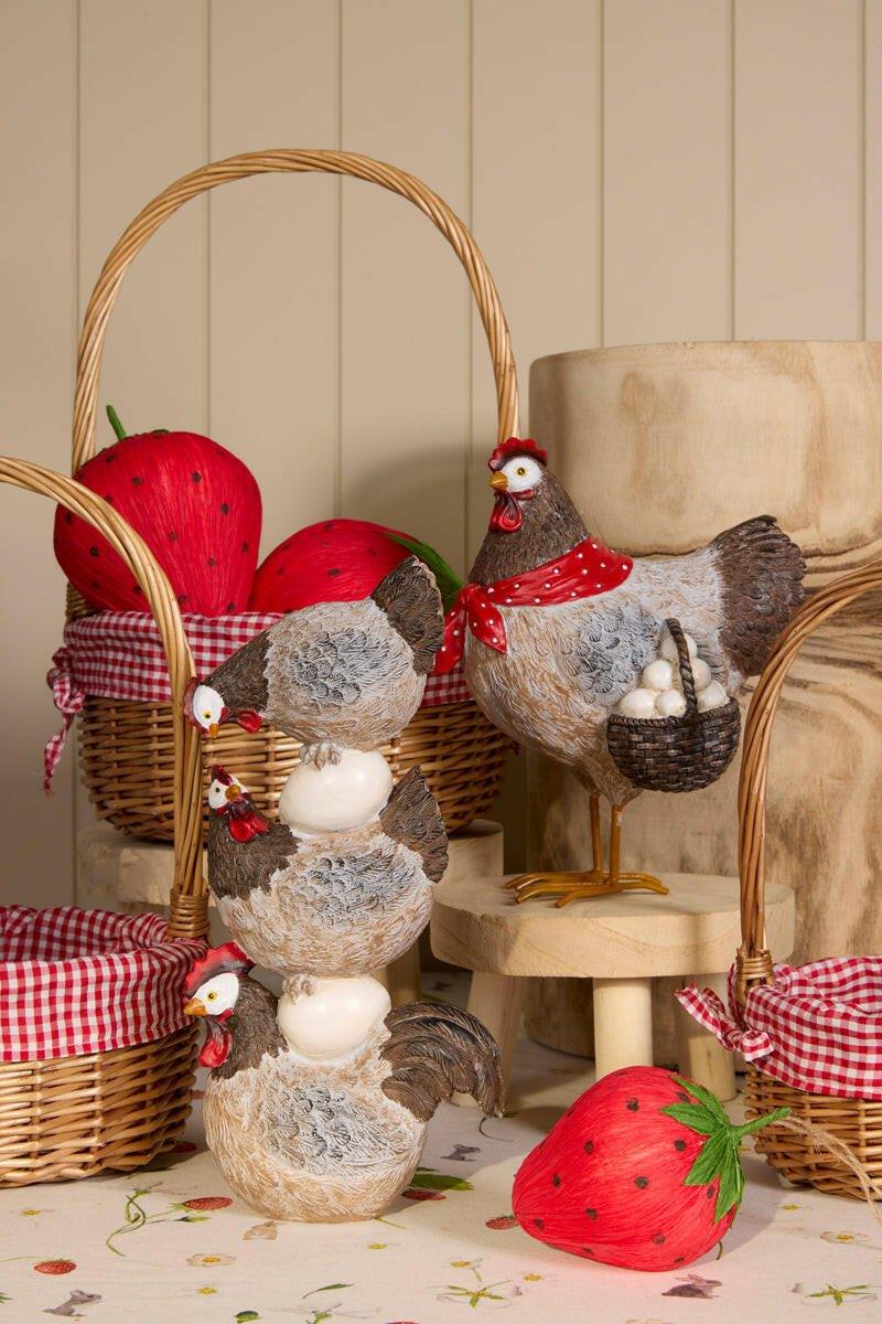 31.5cm Rustic Hen Stack with Eggs - Exquisite Homewares 