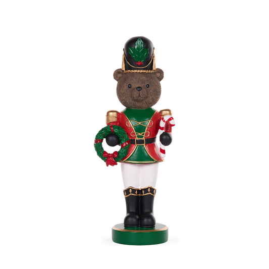 32cm Traditional Soldier Bear With Candy Cane - Exquisite Homewares