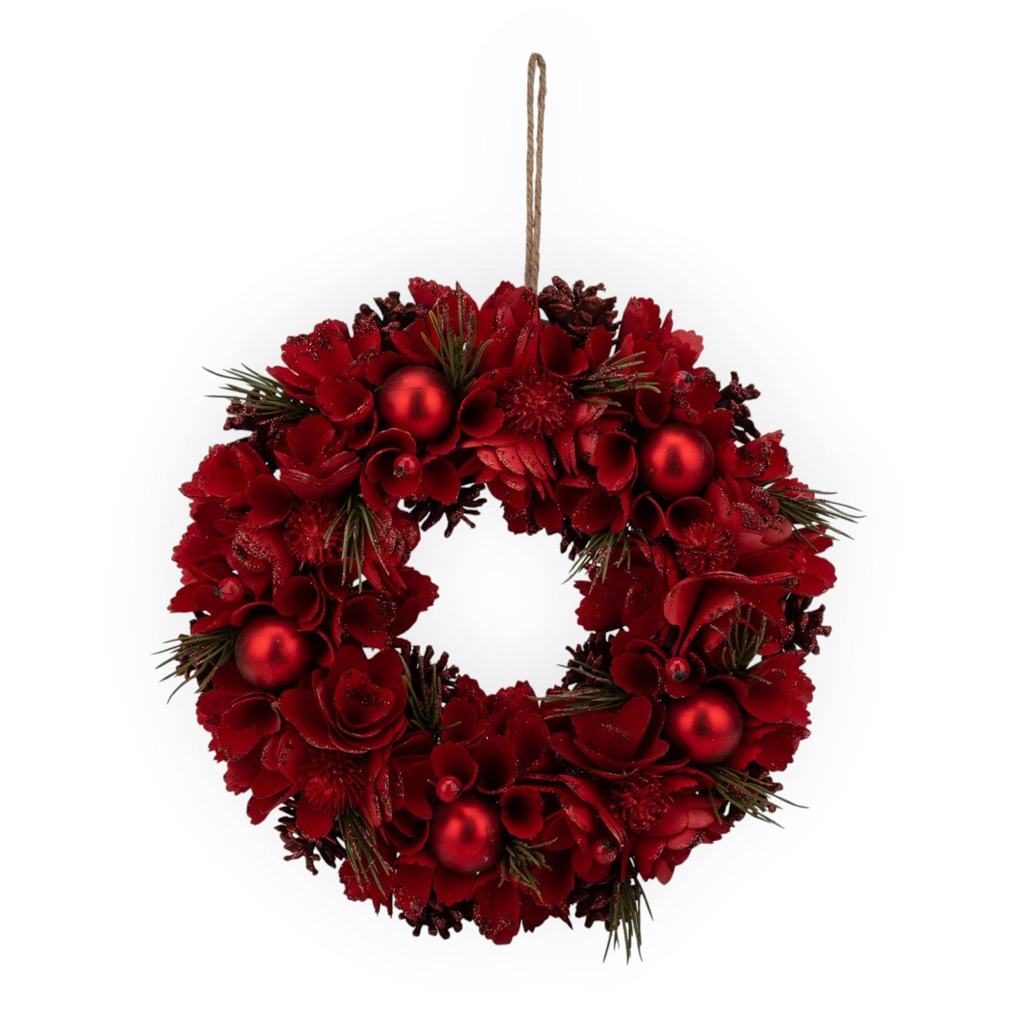 Red Wreath Candleholder - 33cm