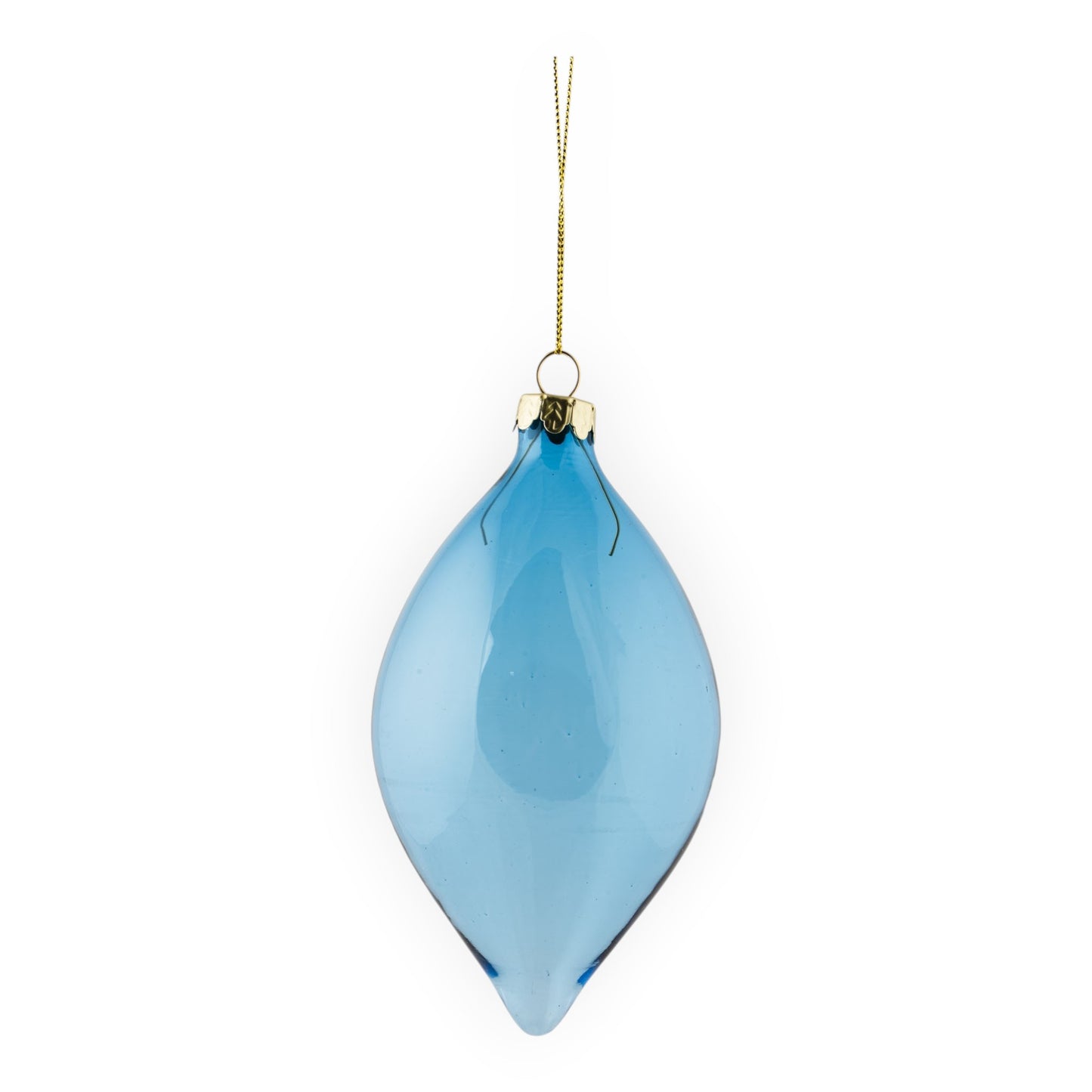 Blue Glass Long Drop Hanging Decoration - 14cm