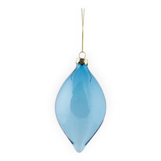 Blue Glass Long Drop Hanging Decoration - 14cm
