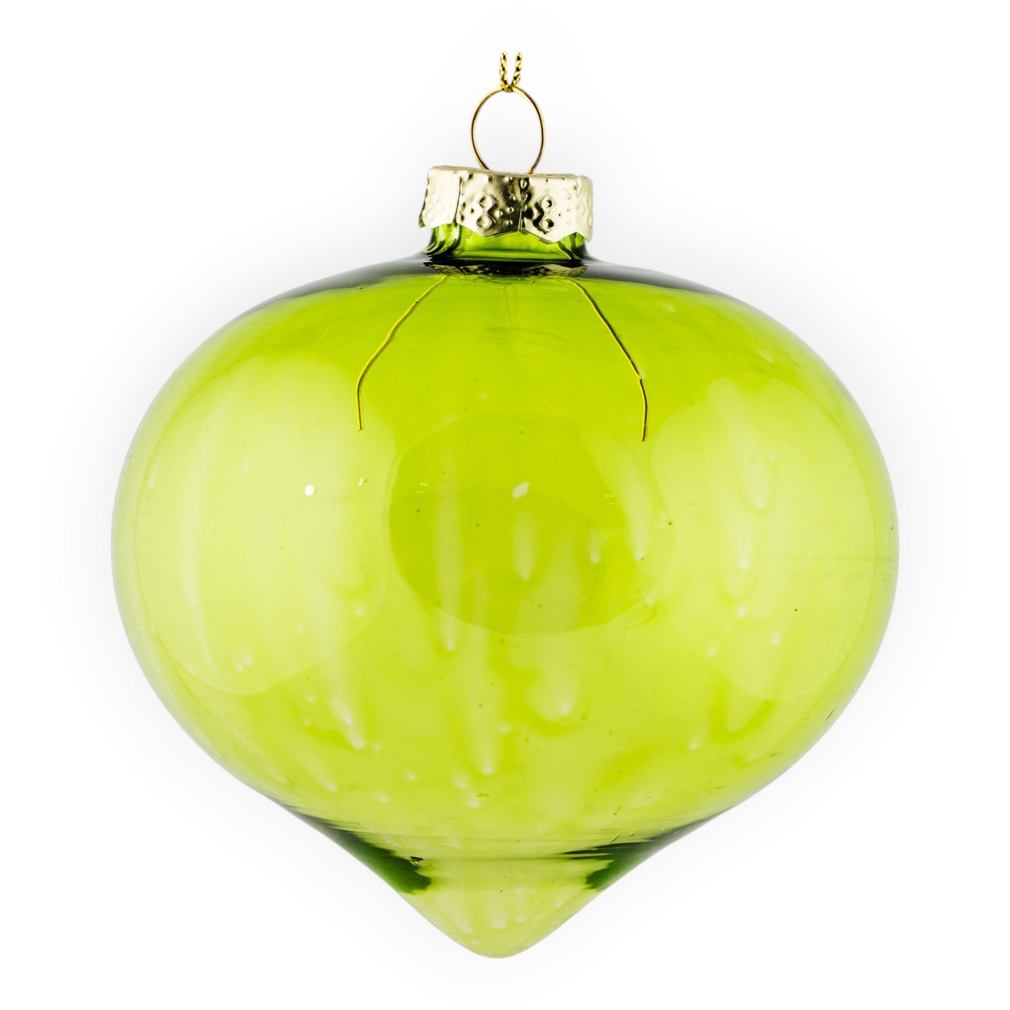 Green Glass Drop Hanging Decoration - 10cm