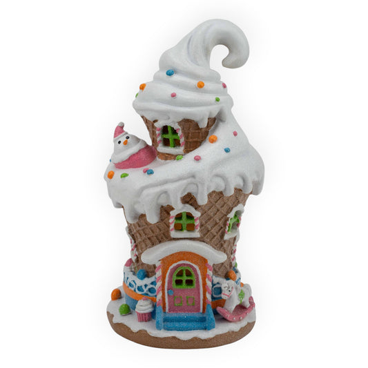 Gingerbread Candy LED Ice Cream House - 28cm