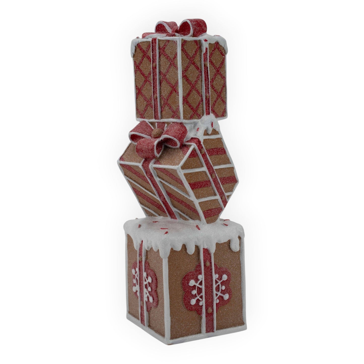 Gingerbread Red White Gift Box Stack - 36cm