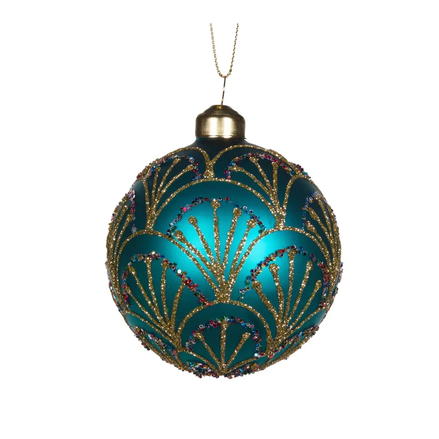 Blue Scalloped Imperial Bauble 8cm