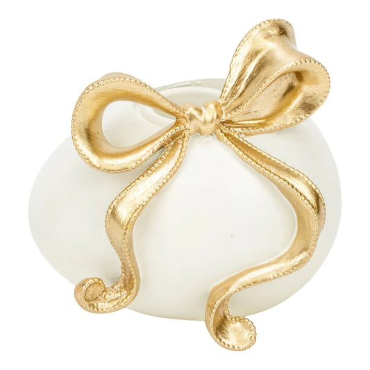 Egg Candle Holder with Gold Bow - 8.7cm