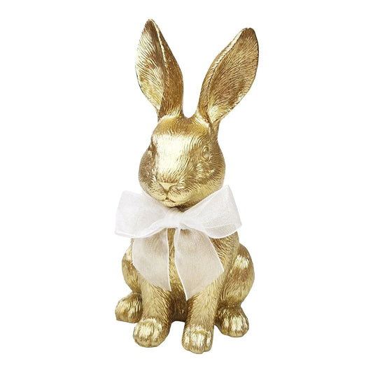 Golden Bunny with Bow - 15.5cm