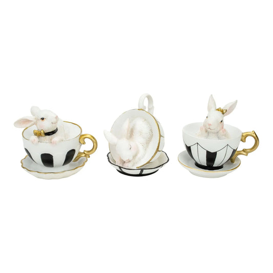Assorted Luxe Bunny in Tea Cups Assorted - 8.5cm
