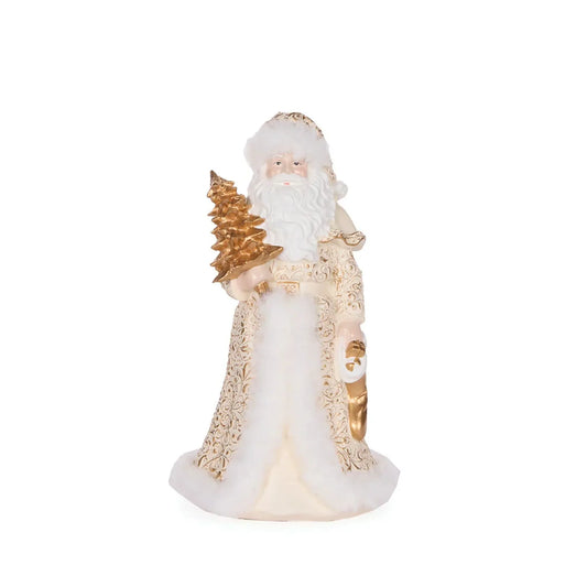 Ivory & Gold Santa With Fur - 23cm