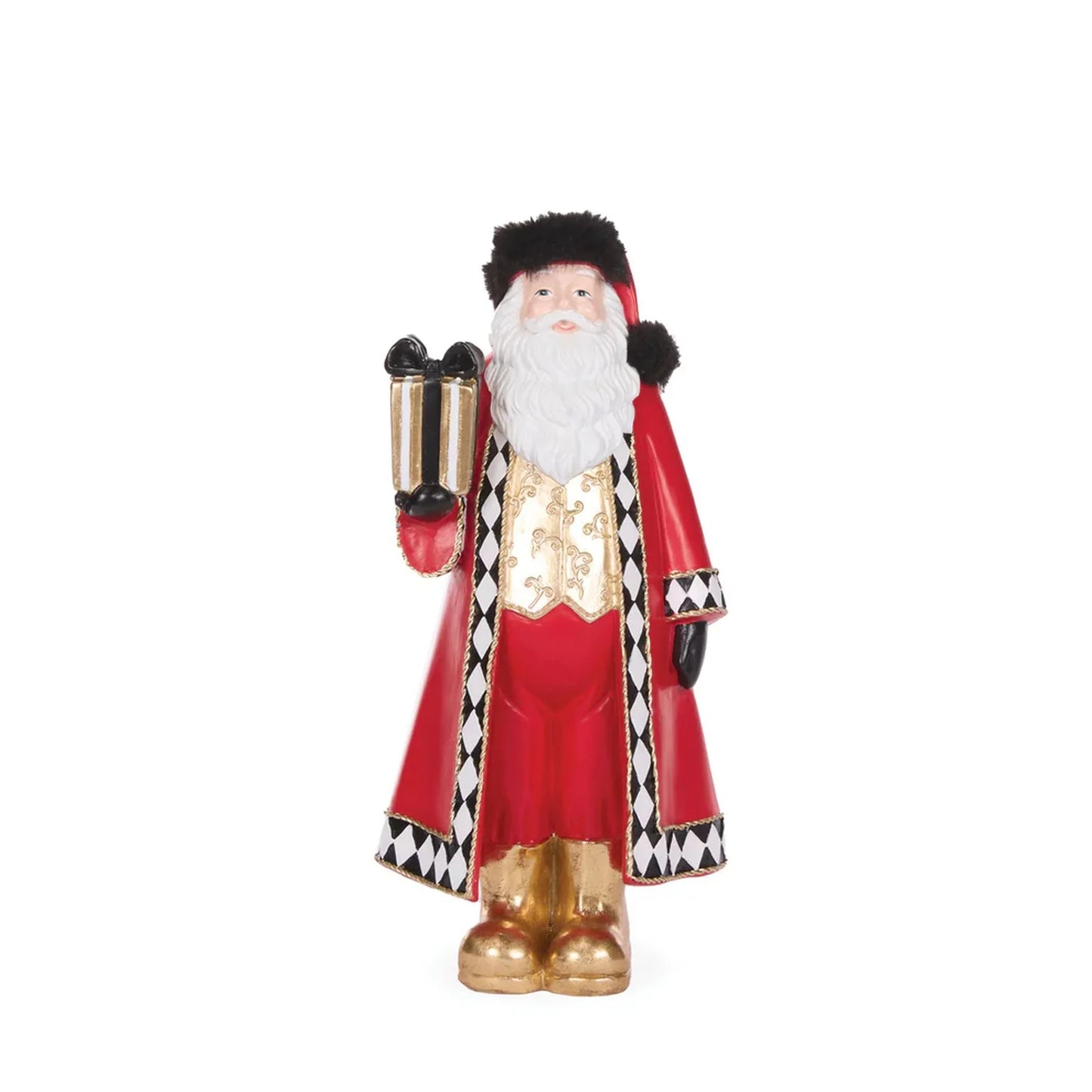 Harlequin Santa With Gift - 30cm 