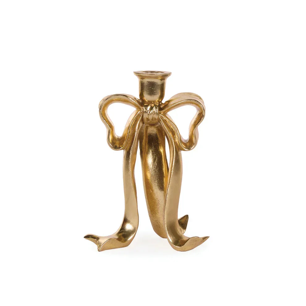Gilded Bow Candle Holder - 23cm